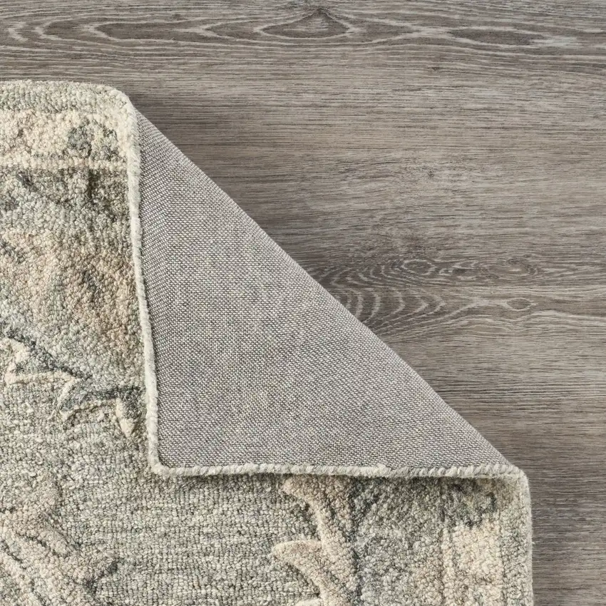 Light Gray Floral Area Rug Photo 7