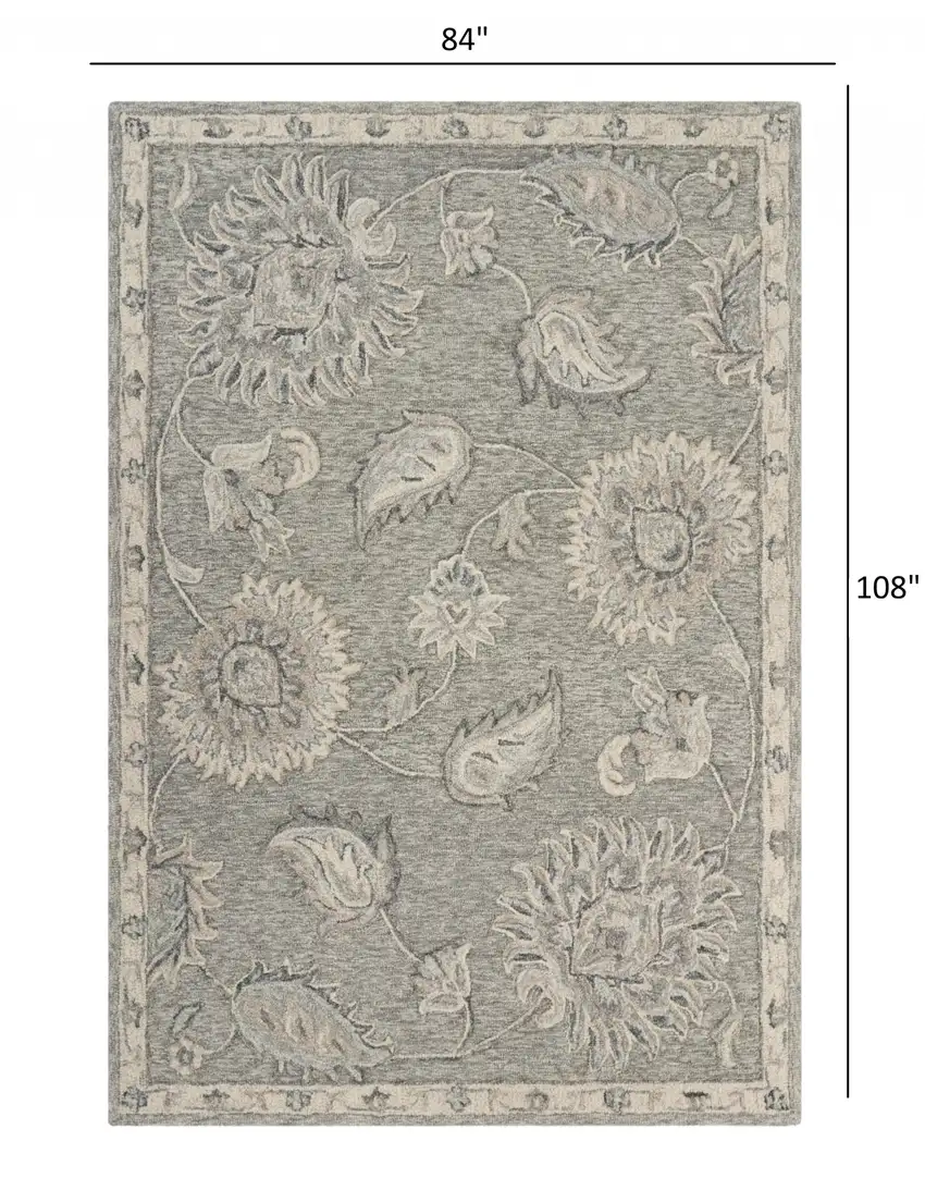 Light Gray Floral Area Rug Photo 6