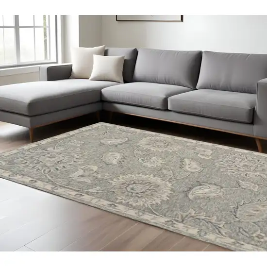 Gray Wool Hand Tufted Area Rug Photo 2