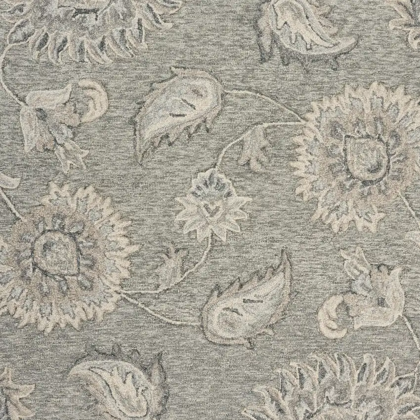Light Gray Floral Area Rug Photo 2