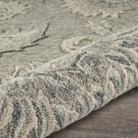 Light Gray Floral Area Rug Photo 4