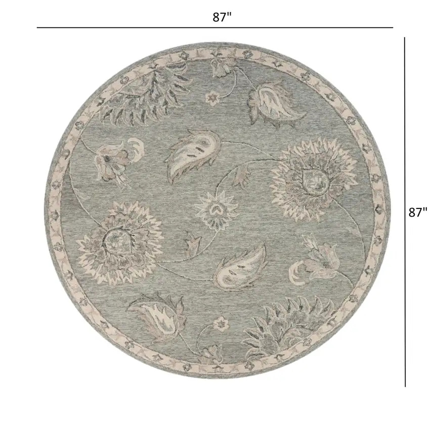 Light Gray Floral Area Rug Photo 6