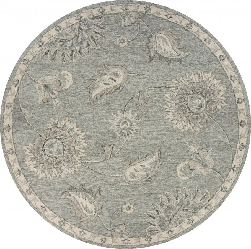 Light Gray Floral Area Rug Photo 1