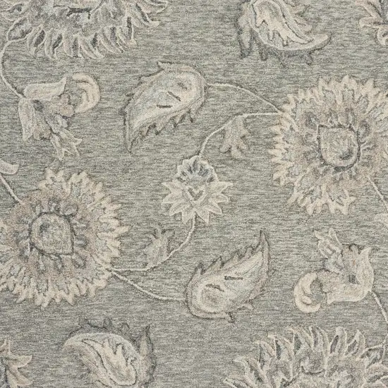 7' Gray Round Wool Hand Tufted Area Rug Photo 9