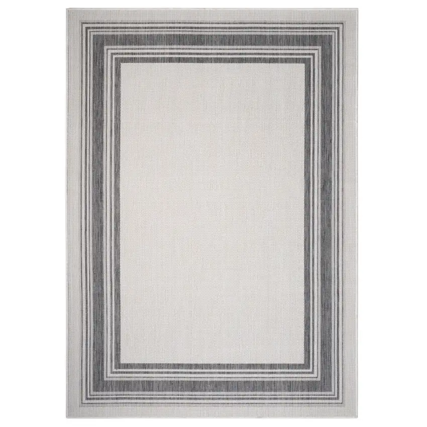 Light Gray Framed Indoor Outdoor Area Rug Photo 1