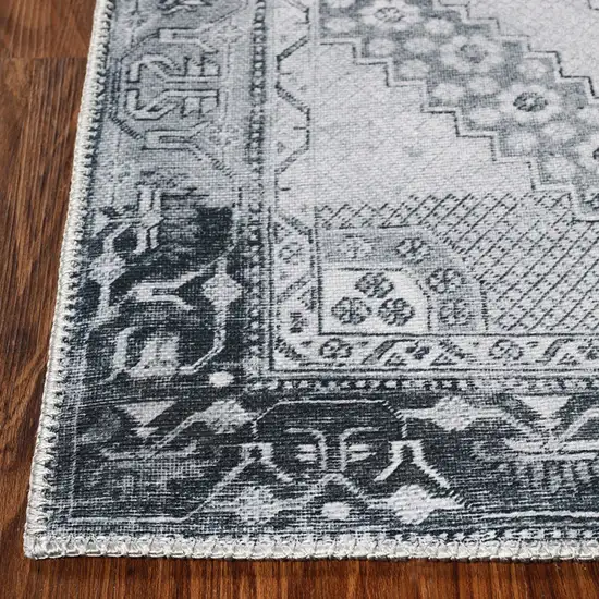 Light Gray And Charcoal Geometric Distressed Area Rug Photo 4