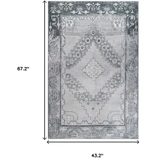 Light Gray And Charcoal Geometric Distressed Area Rug Photo 3