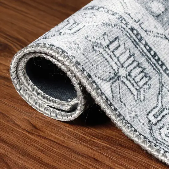 Light Gray And Charcoal Geometric Distressed Area Rug Photo 6