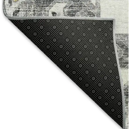 Light Gray Ivory And Gold Floral Medallion Washable Area Rug With UV Protection Photo 8