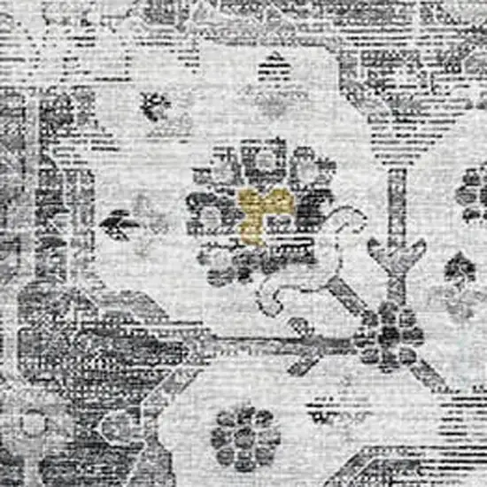 Light Gray Ivory And Gold Floral Medallion Washable Area Rug With UV Protection Photo 4