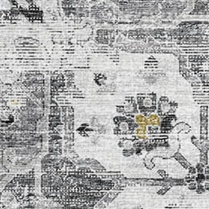 Light Gray Ivory And Gold Floral Medallion Washable Area Rug With UV Protection Photo 4