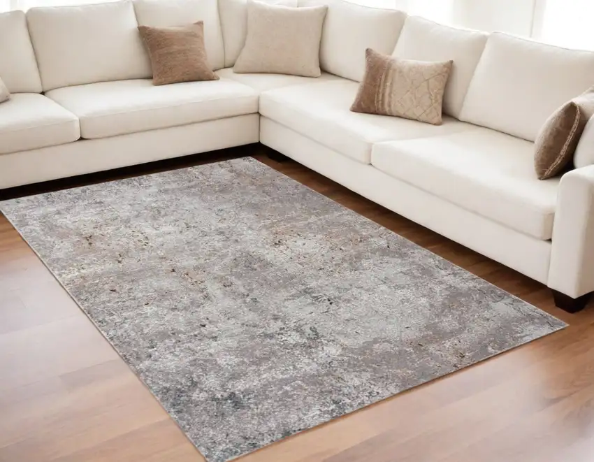 Light Gray Modern Abstract Area Rug Photo 2