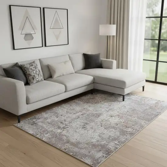 Light Gray Modern Abstract Area Rug Photo 1