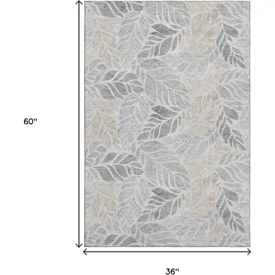 Light Gray Taupe And Charcoal Geometric Washable Area Rug With UV Protection Photo 3