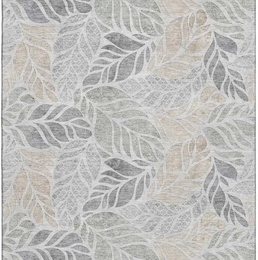 Light Gray Taupe And Charcoal Geometric Washable Area Rug With UV Protection Photo 5