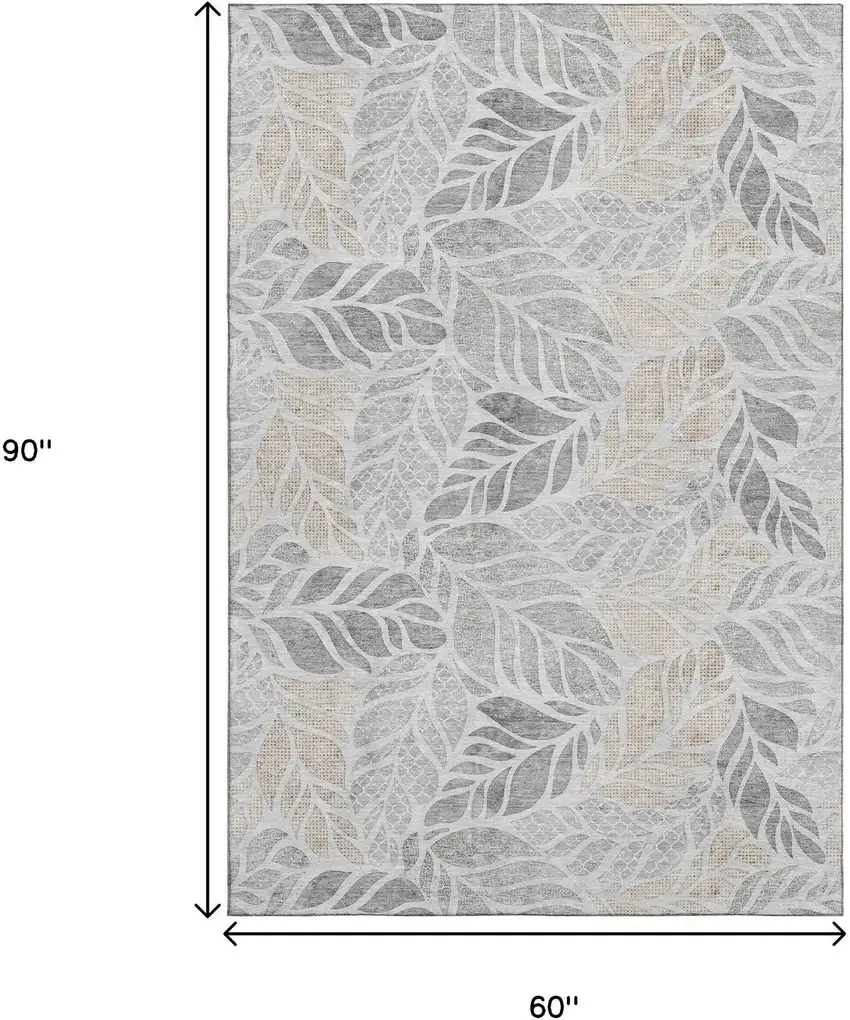 Light Gray Taupe And Charcoal Geometric Washable Area Rug With UV Protection Photo 3