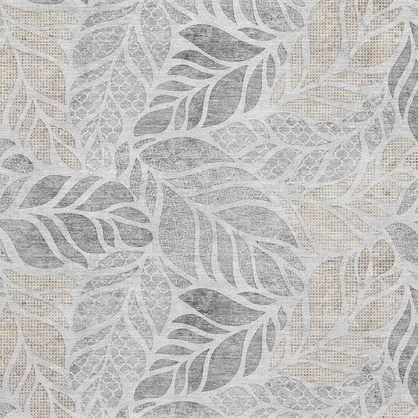 Light Gray Taupe And Charcoal Geometric Washable Area Rug With UV Protection Photo 4