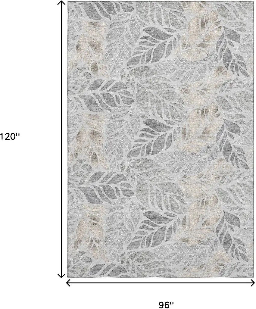 Light Gray Taupe And Charcoal Geometric Washable Area Rug With UV Protection Photo 3