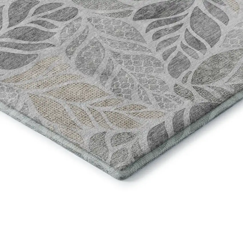 Light Gray Taupe And Charcoal Geometric Washable Area Rug With UV Protection Photo 9