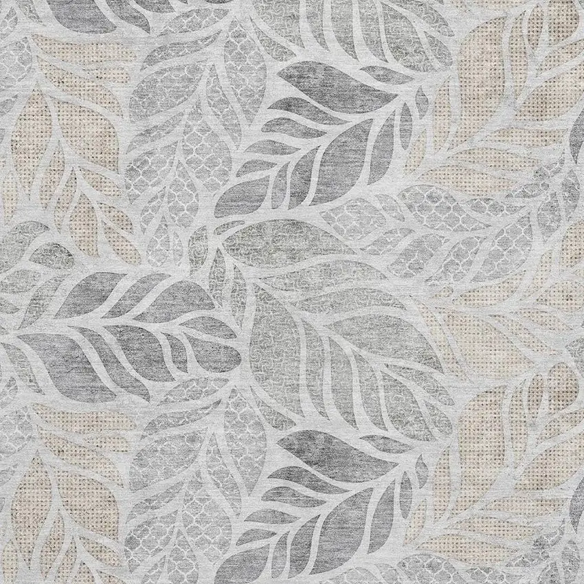 Light Gray Taupe And Charcoal Geometric Washable Area Rug With UV Protection Photo 4