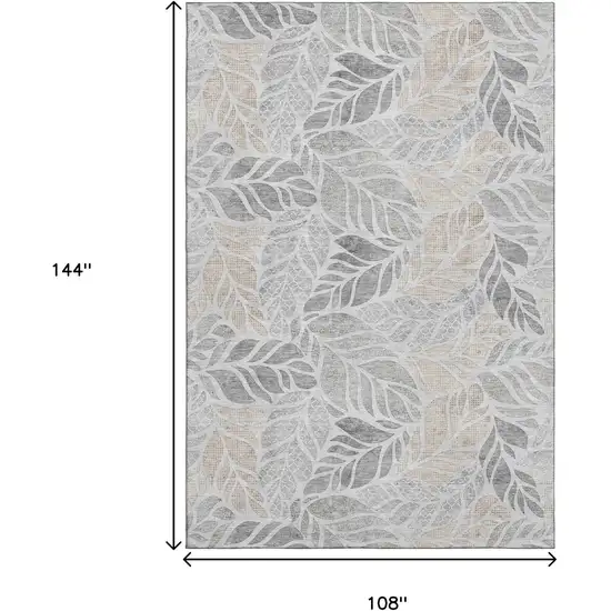 Light Gray Taupe And Charcoal Geometric Washable Area Rug With UV Protection Photo 3