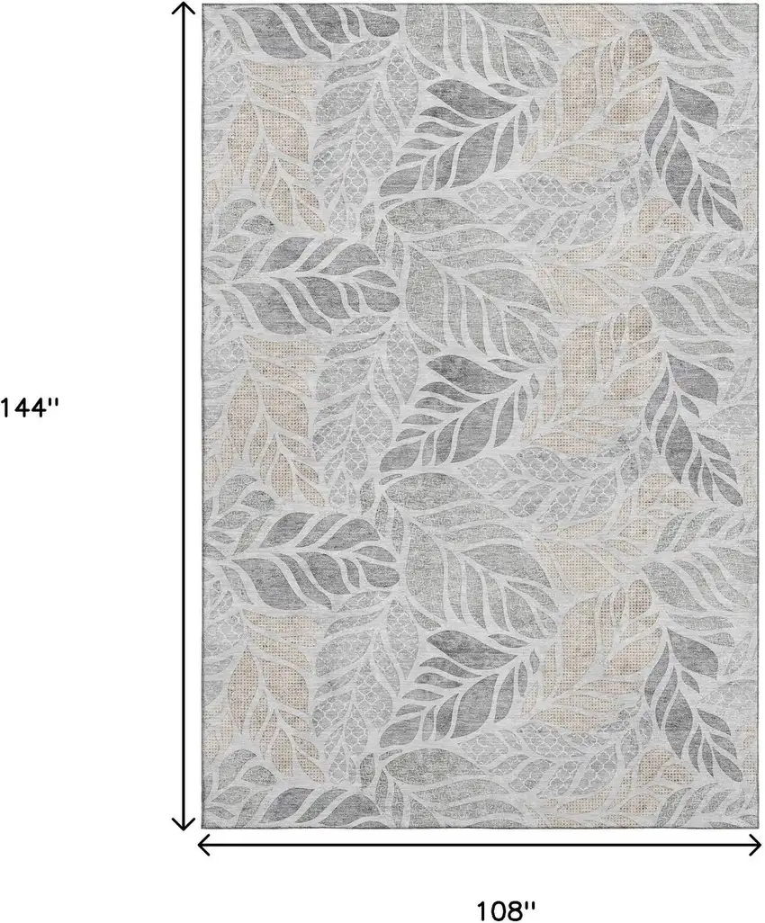 Light Gray Taupe And Charcoal Geometric Washable Area Rug With UV Protection Photo 3