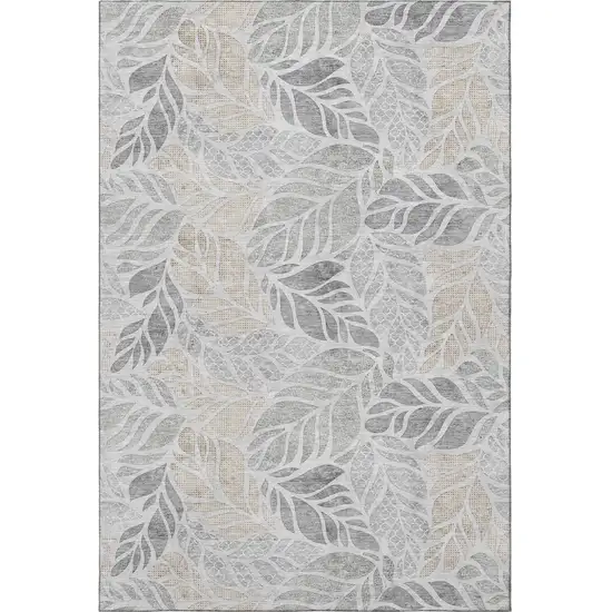 Light Gray Taupe And Charcoal Geometric Washable Area Rug With UV Protection Photo 5