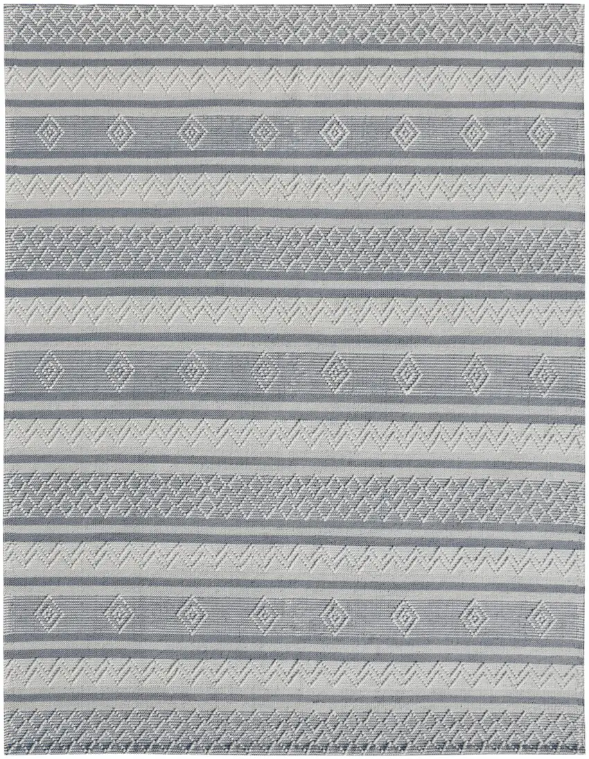 Light Gray and Dark Gray Geometric Hand Loomed Area Rug Photo 2
