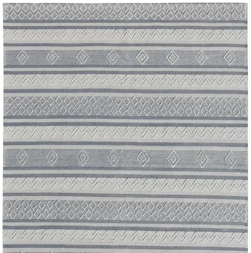 Light Gray and Dark Gray Geometric Hand Loomed Area Rug Photo 6