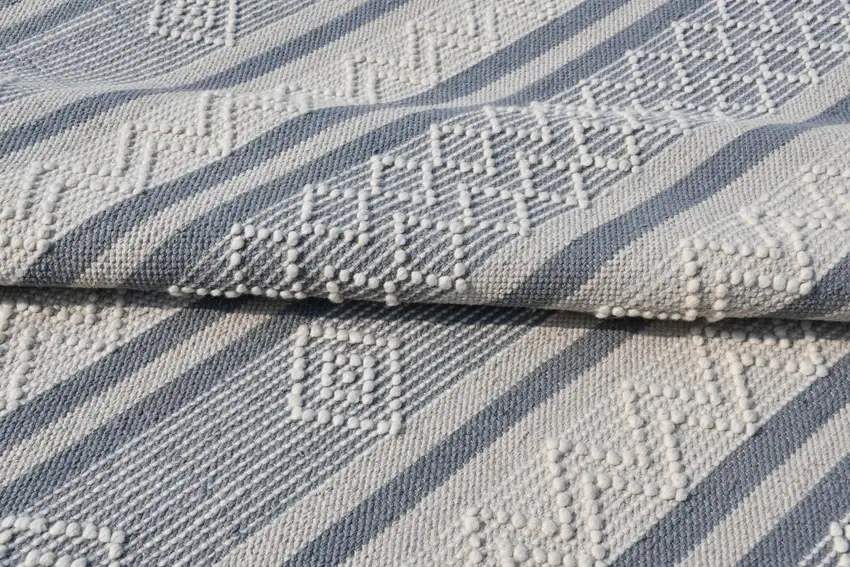 Light Gray and Dark Gray Geometric Hand Loomed Area Rug Photo 7