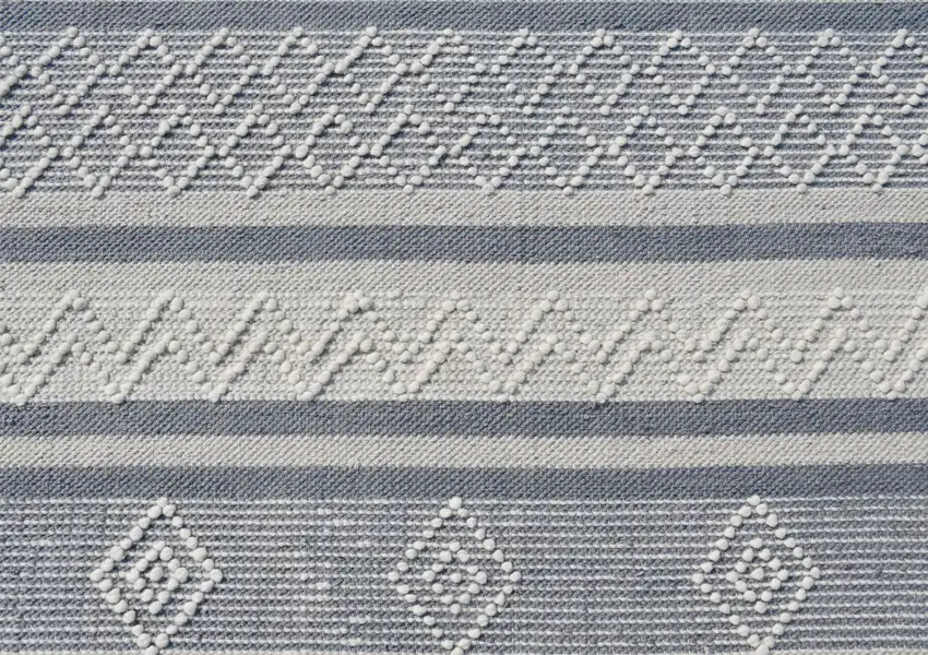 Light Gray and Dark Gray Geometric Hand Loomed Area Rug Photo 4