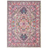 Photo of Light Gray and Pink Medallion Area Rug