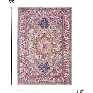 Photo of Light Gray and Pink Medallion Area Rug