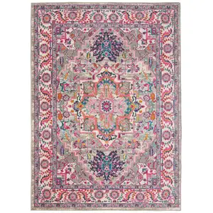 Photo of Light Gray and Pink Medallion Area Rug
