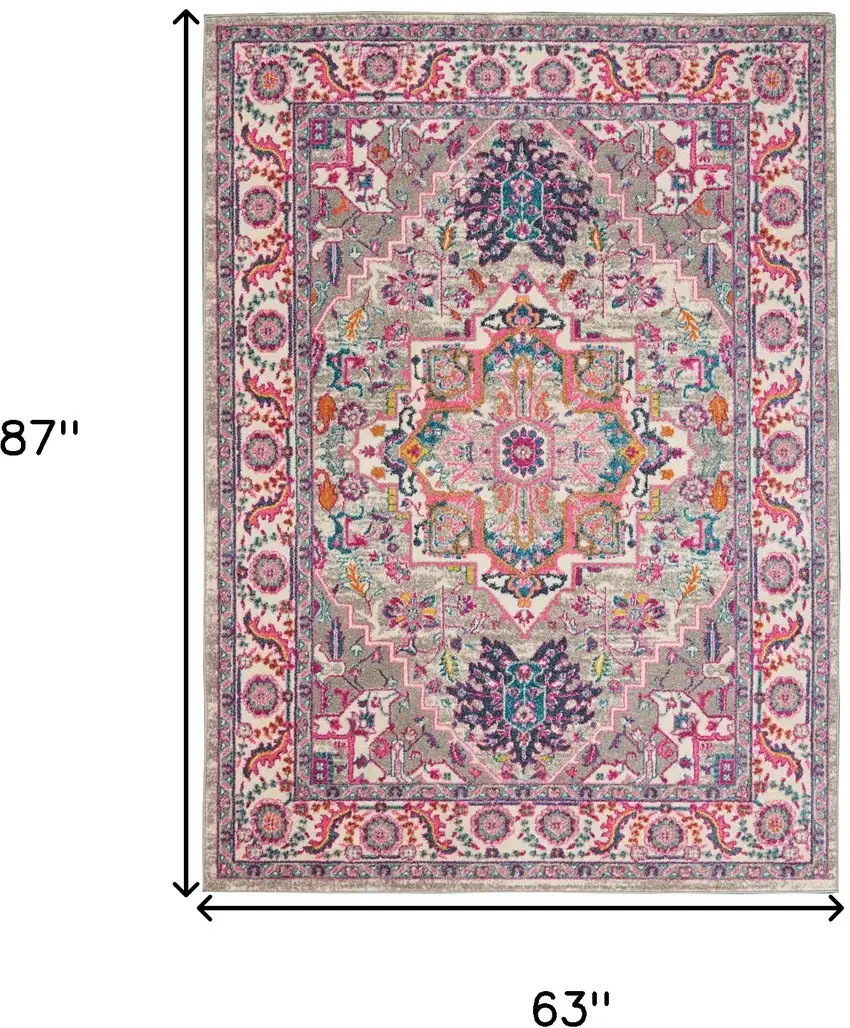 Pink And Gray Power Loom Area Rug Photo 9