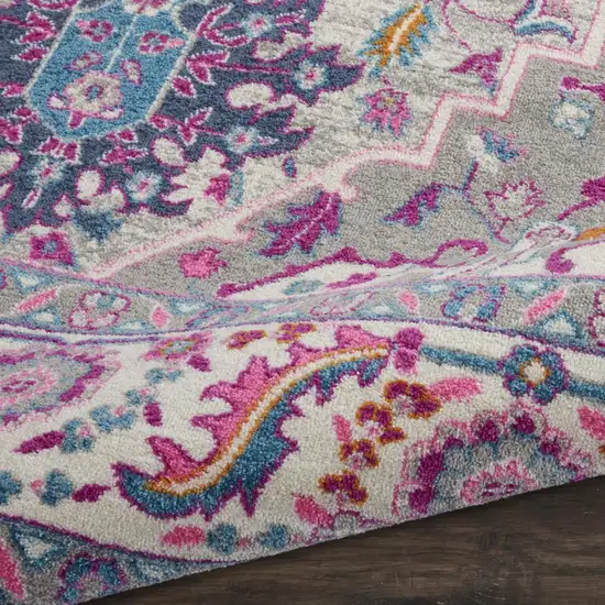 Light Gray And Pink Medallion Area Rug Photo 7
