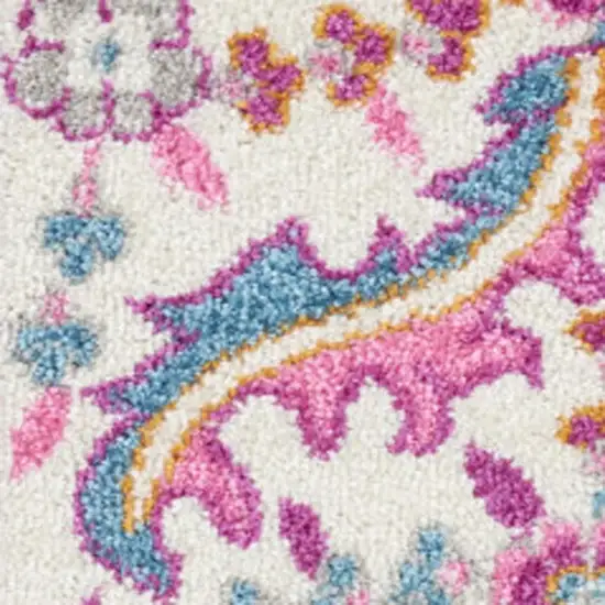 Light Gray And Pink Medallion Area Rug Photo 4