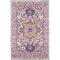 Photo of Light Gray and Pink Medallion Scatter Rug