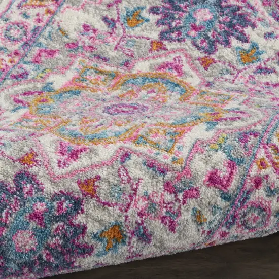 Light Gray and Pink Medallion Scatter Rug Photo 2