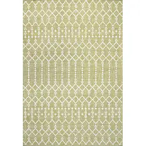 Photo of Light Green And Cream Trellis Indoor Outdoor Area Rug