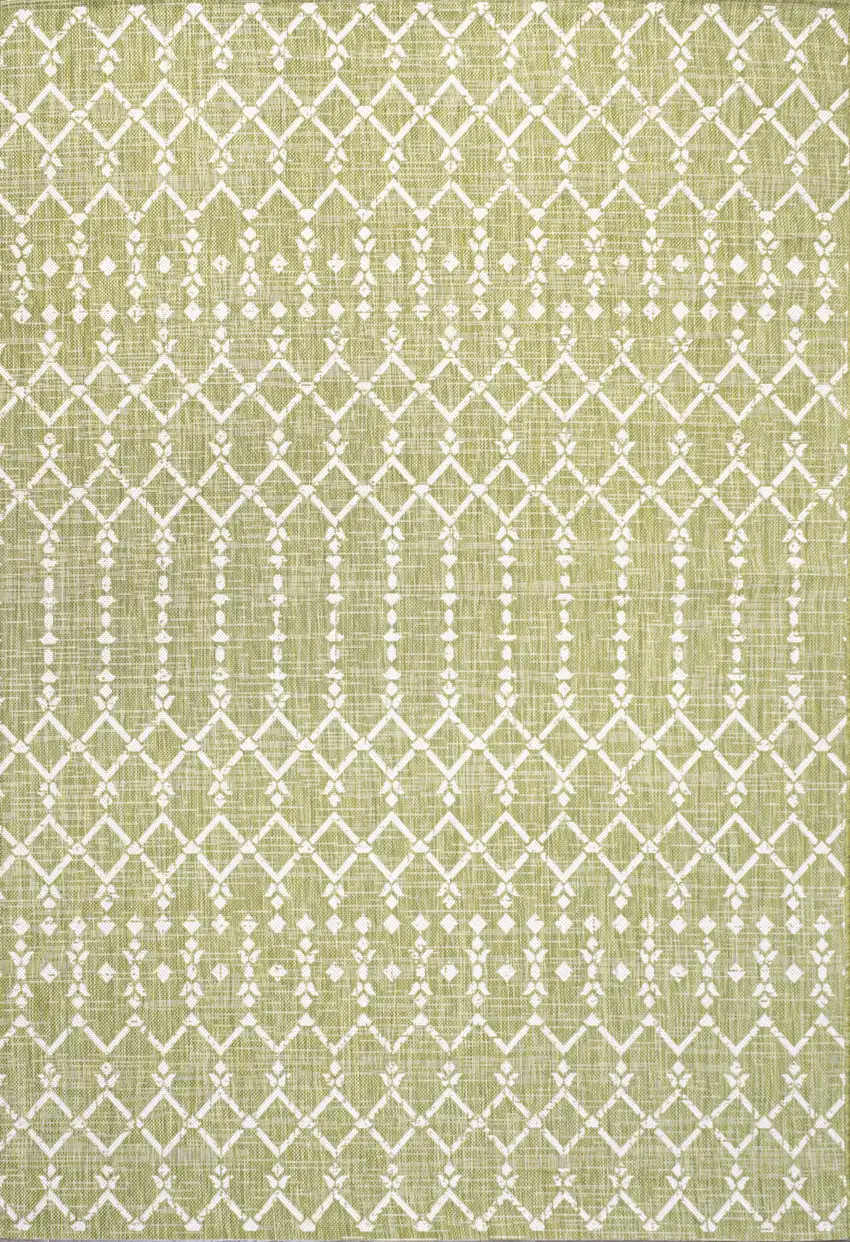 Light Green And Cream Trellis Indoor Outdoor Area Rug Photo 1