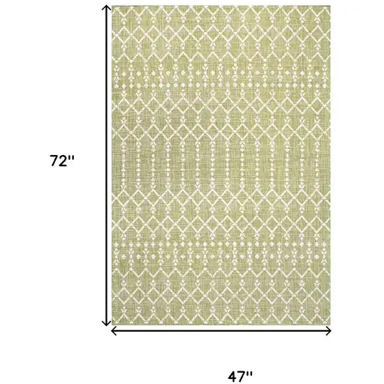 Light Green And Cream Trellis Indoor Outdoor Area Rug Photo 4