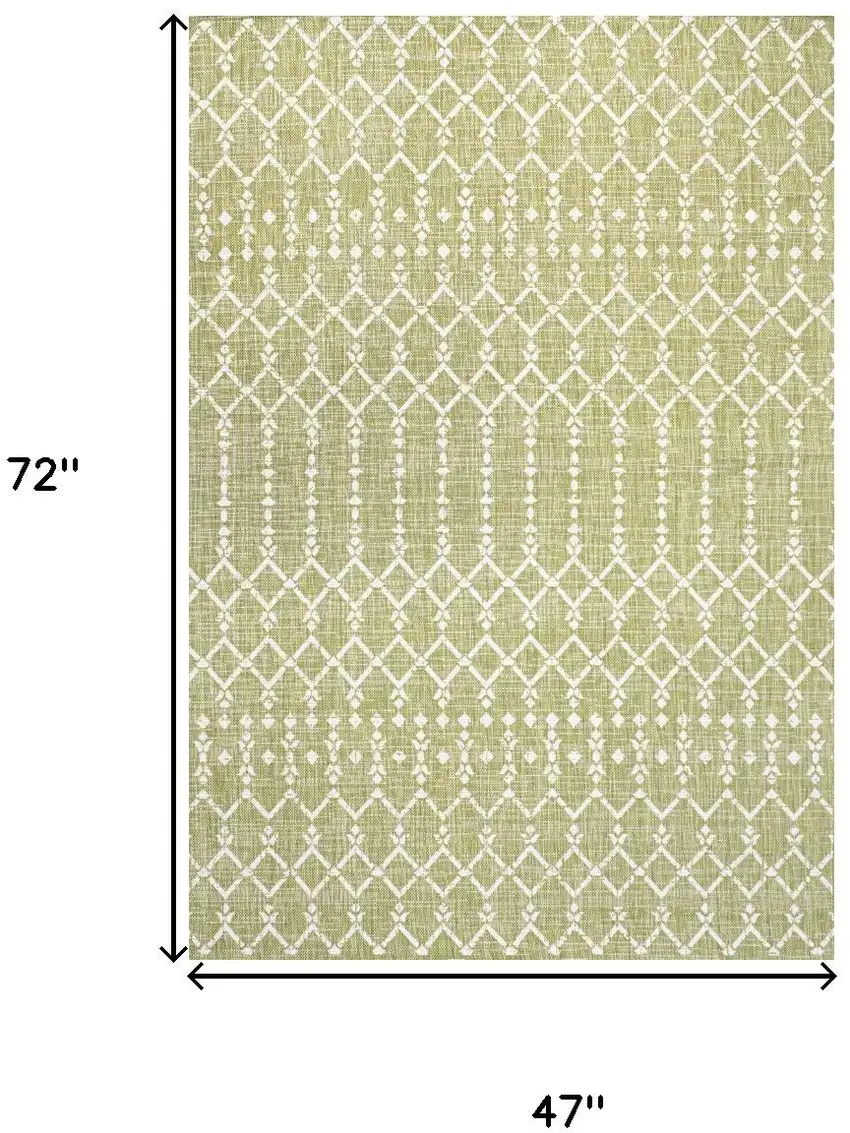 Light Green And Cream Trellis Indoor Outdoor Area Rug Photo 4