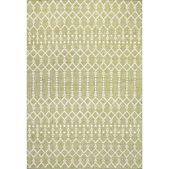 Light Green And Cream Trellis Indoor Outdoor Area Rug Photo 1