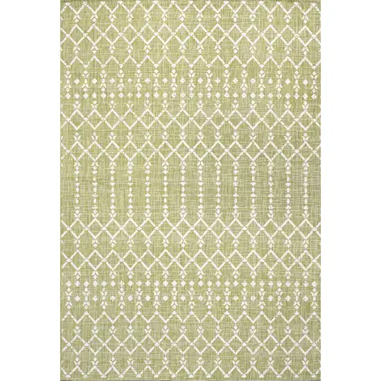 Light Green And Cream Trellis Indoor Outdoor Area Rug Photo 3