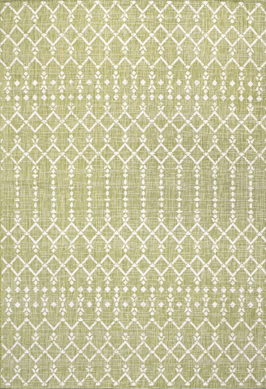 Light Green And Cream Trellis Indoor Outdoor Area Rug Photo 3