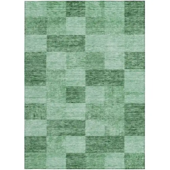 Light Green And Dark Green Geometric Washable Indoor Outdoor Area Rug Photo 5