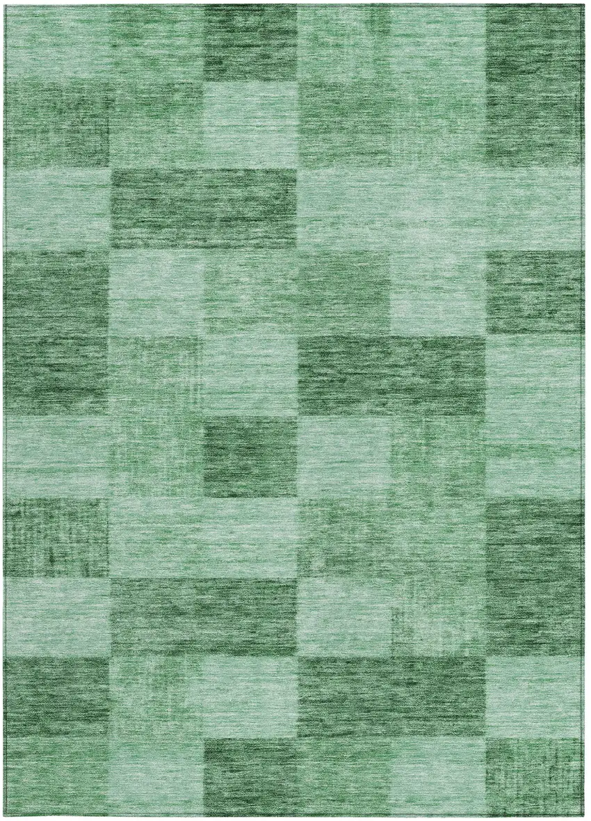 Light Green And Dark Green Geometric Washable Indoor Outdoor Area Rug Photo 5