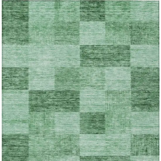 Light Green And Dark Green Geometric Washable Indoor Outdoor Area Rug Photo 6