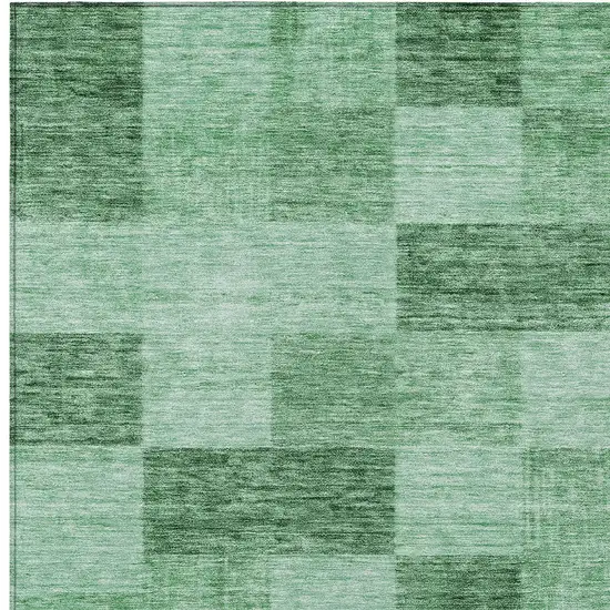 Light Green And Dark Green Geometric Washable Indoor Outdoor Area Rug Photo 5